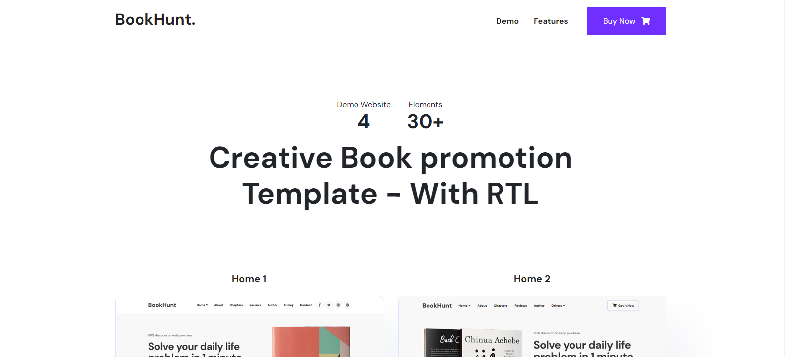 Bookhunt - Book Landing Template With RTL Version