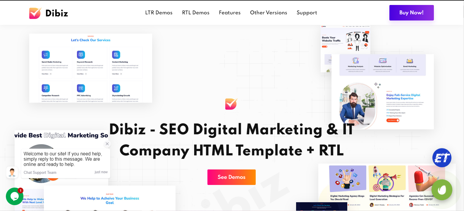 Dibiz v1.7 - SEO Digital Marketing & IT Company HTML Template