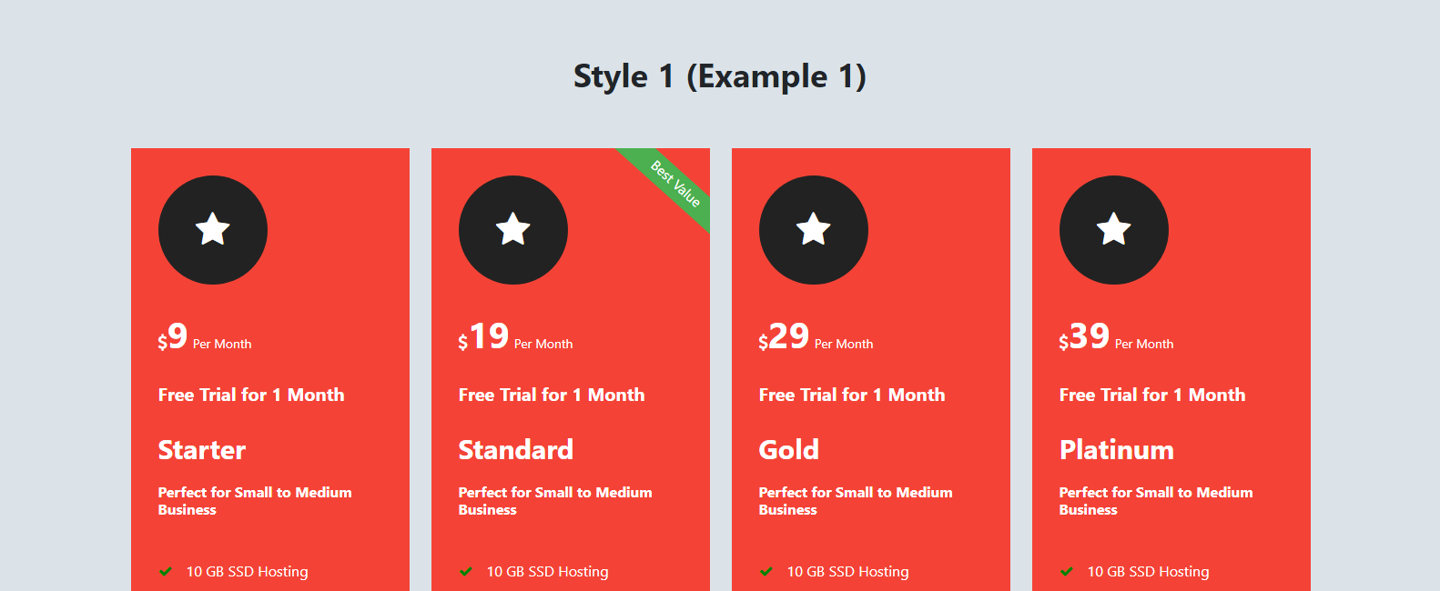 Mentor - Responsive Pricing Table