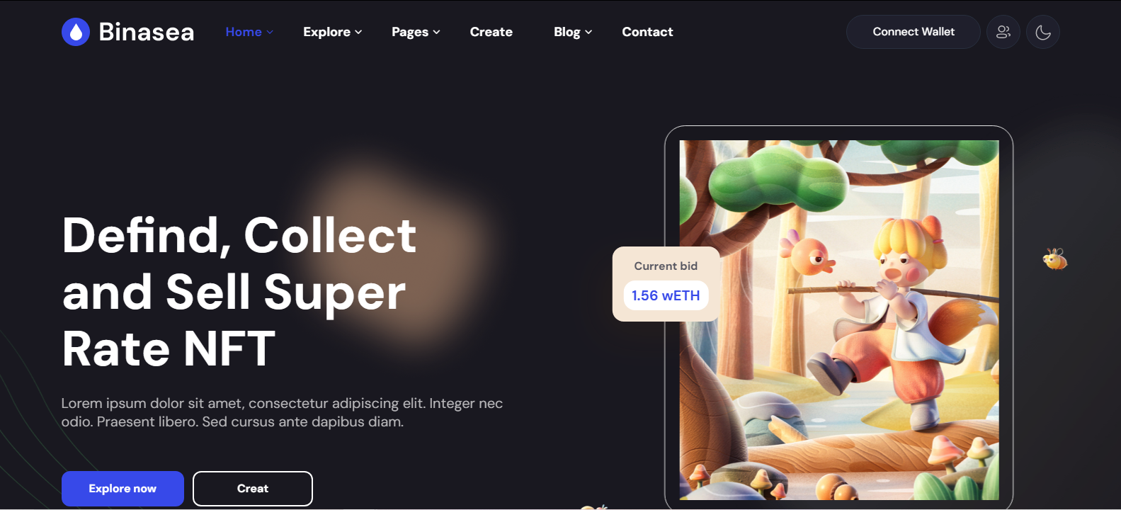 Binasea - NFT Marketplace HTML Template