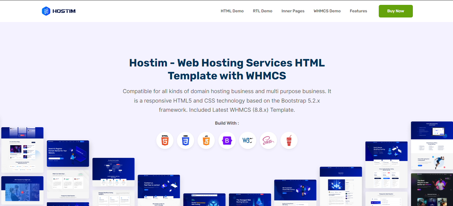 Hostim v4.0.0 - Web Hosting Services HTML Template with WHMCS