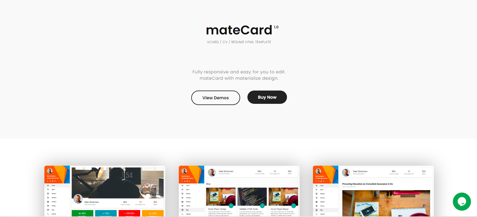 mateCard - Materialize CV/Resume HTML Template