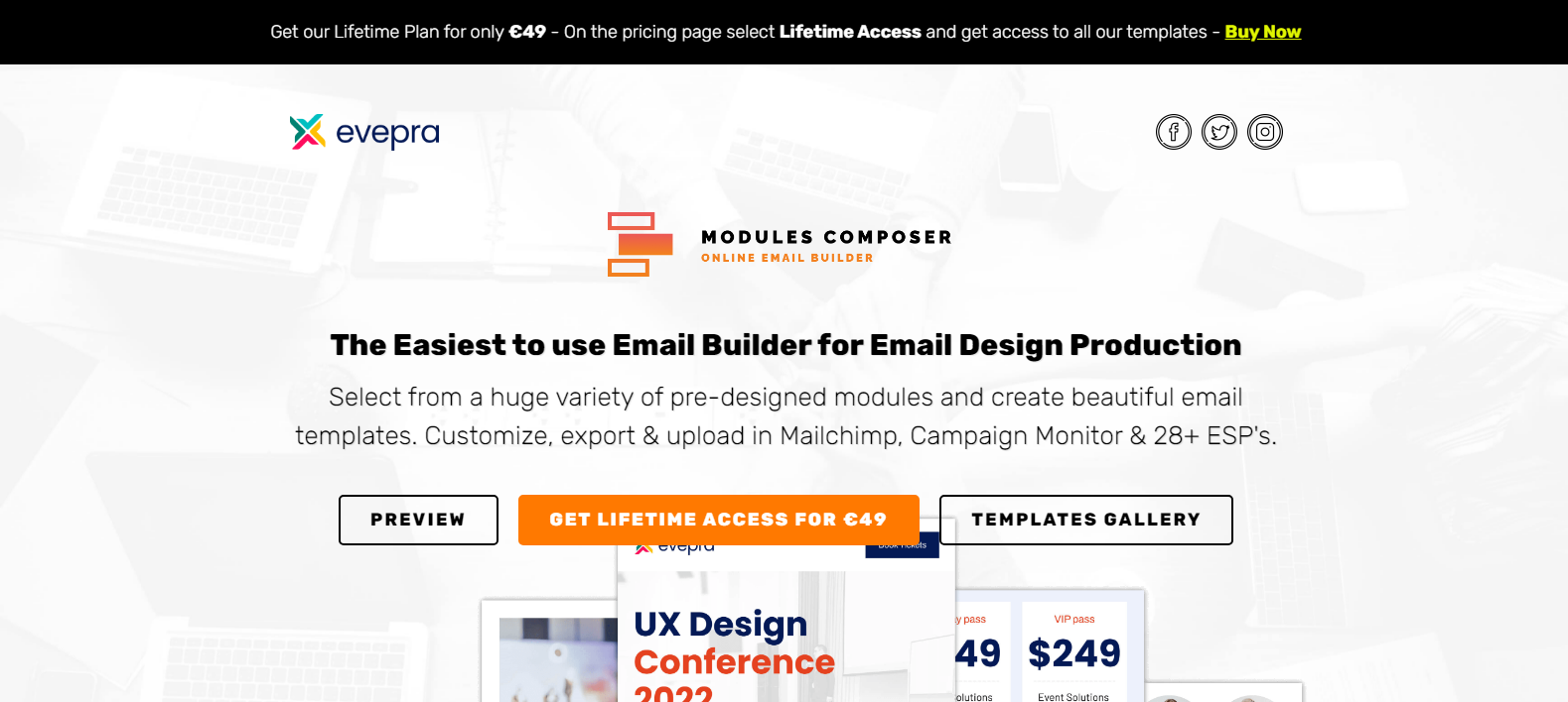 Evepra - Responsive Email for Events & Conferences with Online Builder