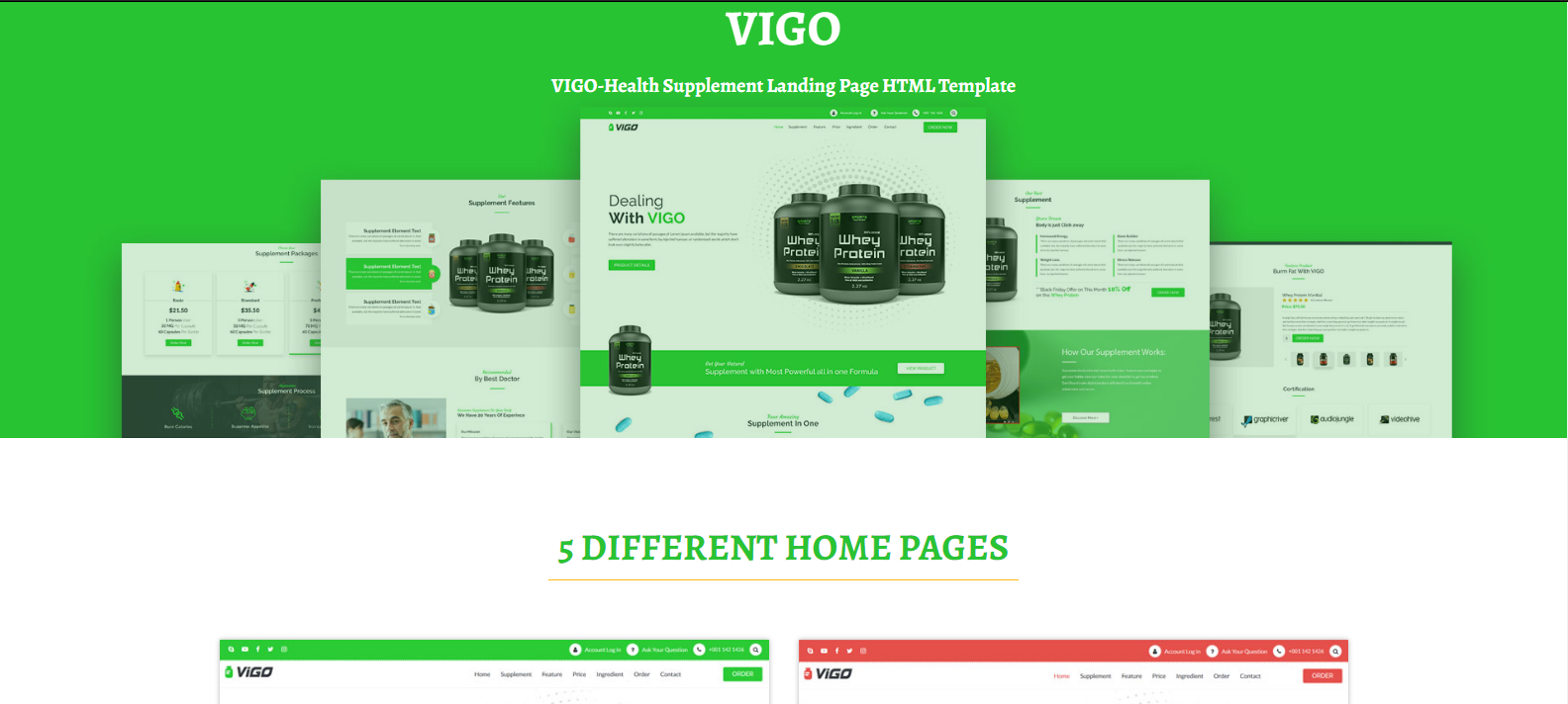 VIGO - Health Supplement Landing Page HTML Template