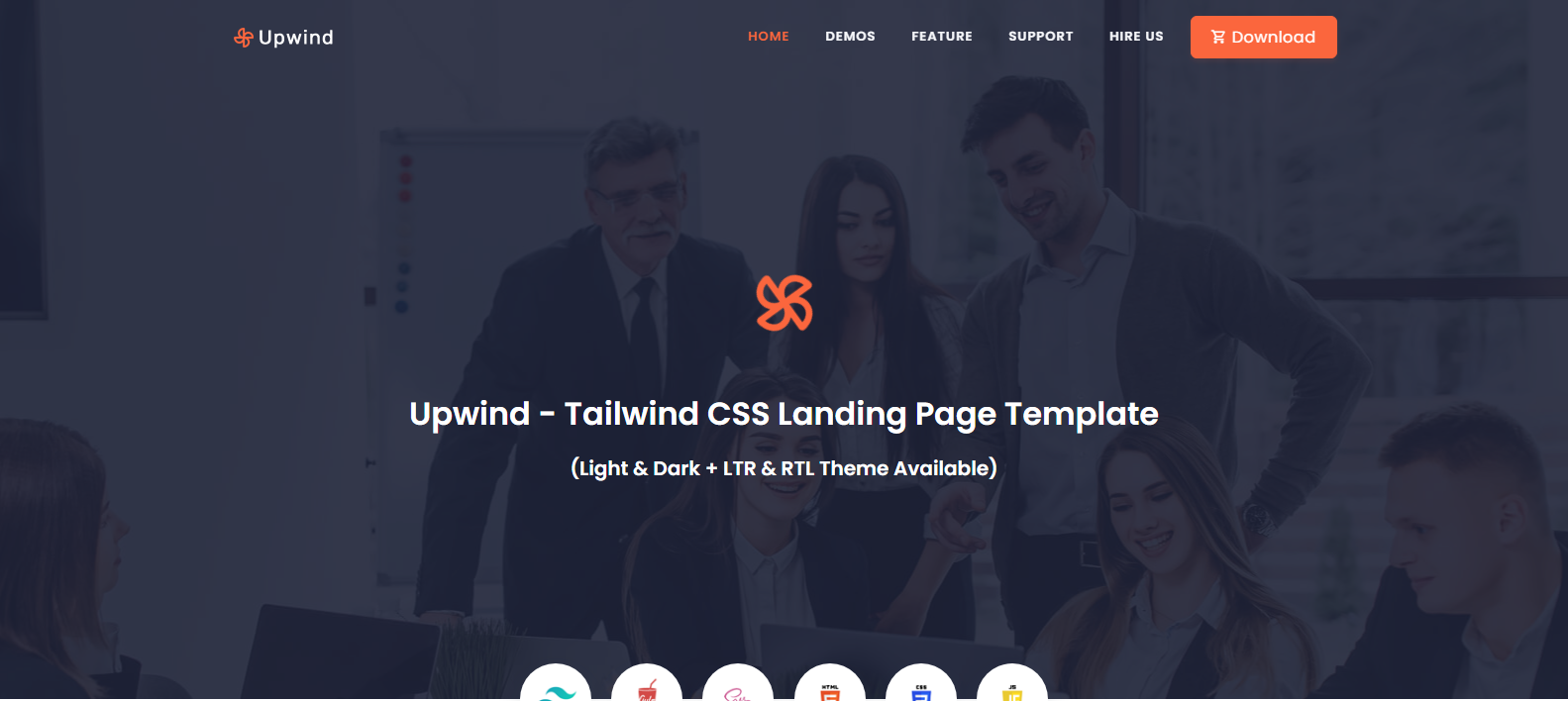 Upwind v1.6.0 - Tailwind CSS Landing Page Template