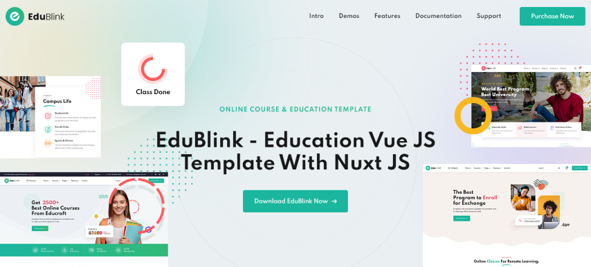 EduBlink v1.0 - Education VueJS Template with NuxtJS