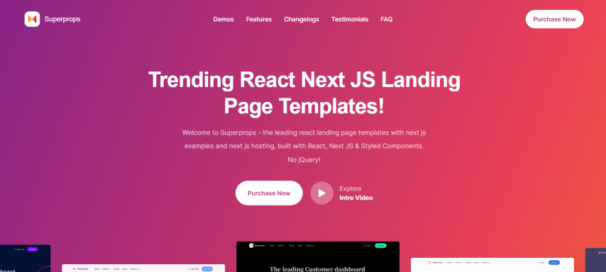 SuperProps v12.0.7 - React Landing Page Templates with Next JS & Gatsby JS