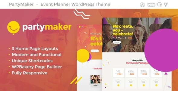 PartyMaker v1.1.8 - Event Planner & Wedding Agency WordPress Theme